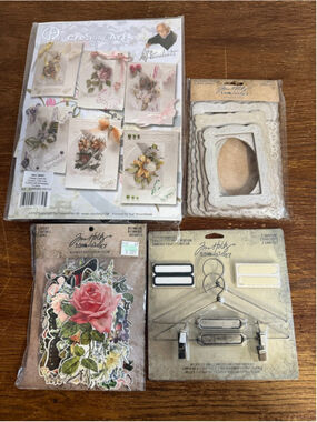 Tim Holtz Idea-ology Scrapbooking Lot Botanical Layers Lace Frames Display Hange